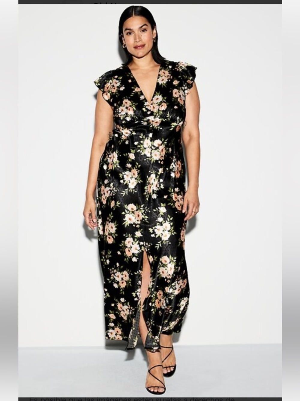 Old Navy Black Floral V-Neck Maxi Dress